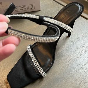 Black Heels with Rhinestones Size 10